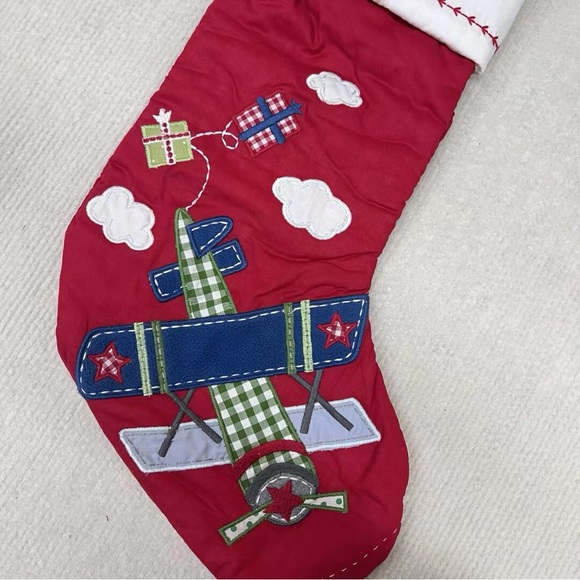Pottery Barn Kids Airplane Red Quilted Christmas Stocking,No monogram - Picture 2 of 3